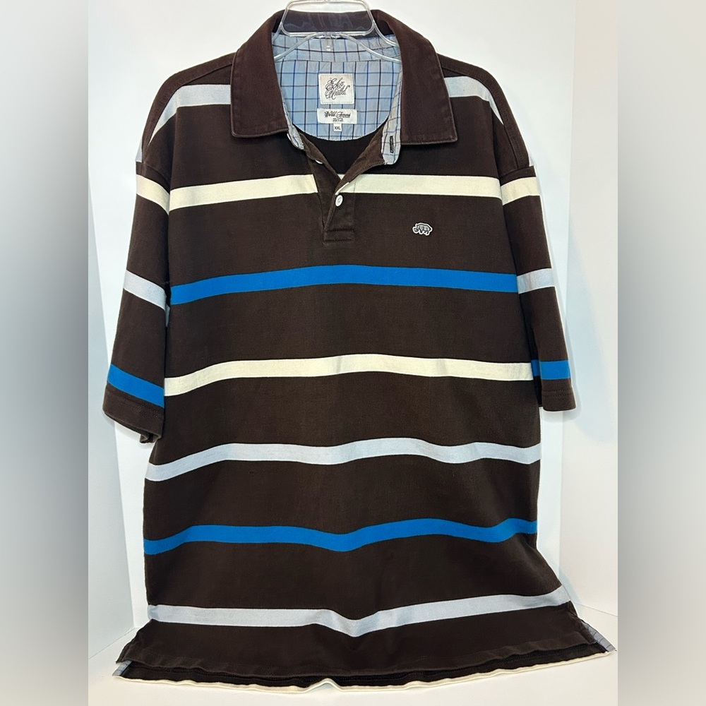 Ecko Unlimited mens short‎ sleeve brown white blue short sleeve polo size XXL